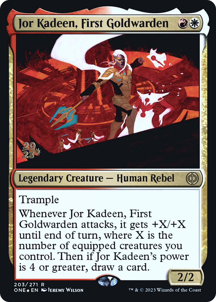 Jor Kadeen, First Goldwarden [Phyrexia: All Will Be One Prerelease Promos] | Kessel Run Games Inc. 