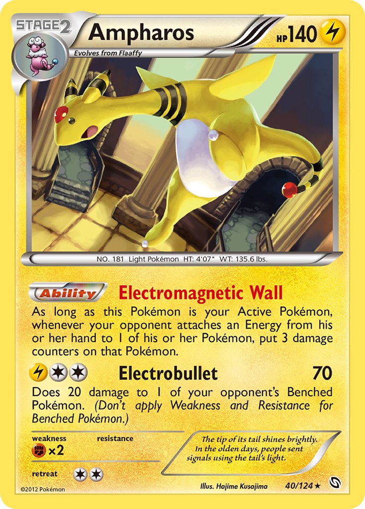 Ampharos (40/124) (Cosmos Holo) (Blister Exclusive) [Black & White: Dragons Exalted] | Kessel Run Games Inc. 