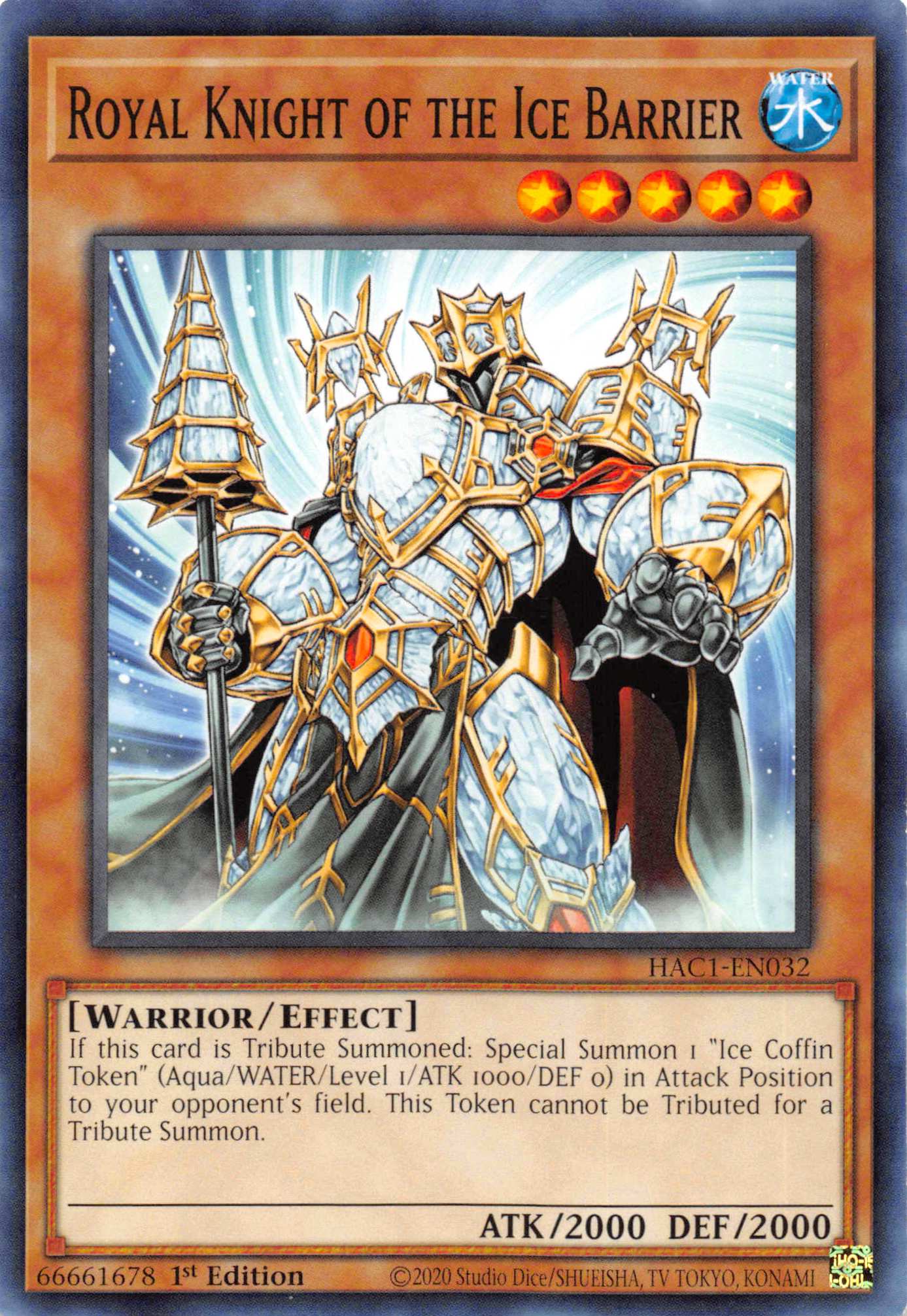 Royal Knight of the Ice Barrier [HAC1-EN032] Common | Kessel Run Games Inc. 