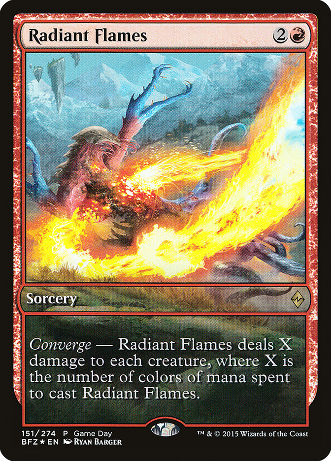 Radiant Flames (Game Day) [Battle for Zendikar Promos] | Kessel Run Games Inc. 