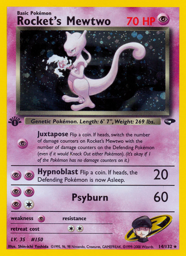 Rocket's Mewtwo (14/132) [Gym Challenge 1st Edition] | Kessel Run Games Inc. 