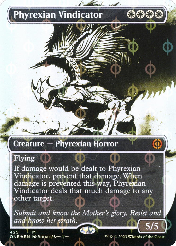 Phyrexian Vindicator (Borderless Ichor Step-and-Compleat Foil) [Phyrexia: All Will Be One] | Kessel Run Games Inc. 