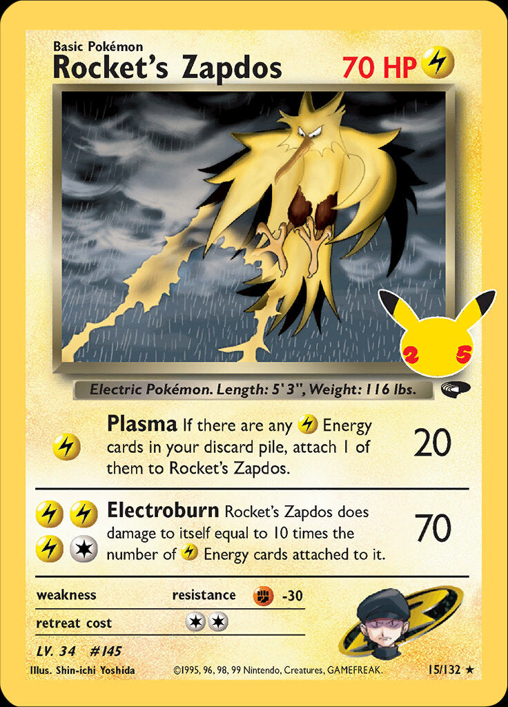 Rocket's Zapdos (15/132) [Celebrations: 25th Anniversary - Classic Collection] | Kessel Run Games Inc. 