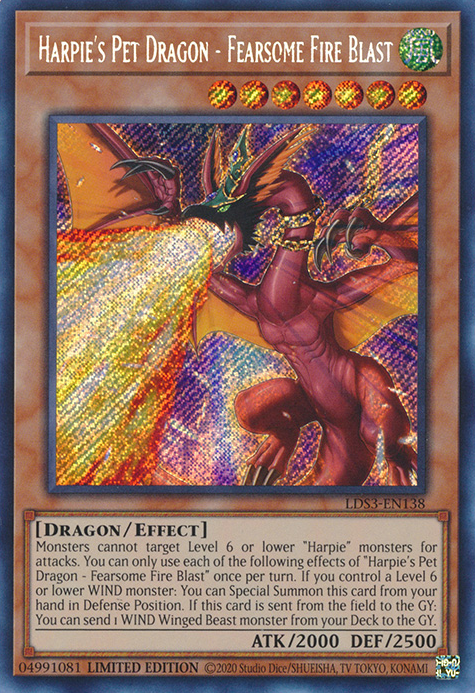 Harpie's Pet Dragon - Fearsome Fire Blast [LDS3-EN138] Secret Rare | Kessel Run Games Inc. 