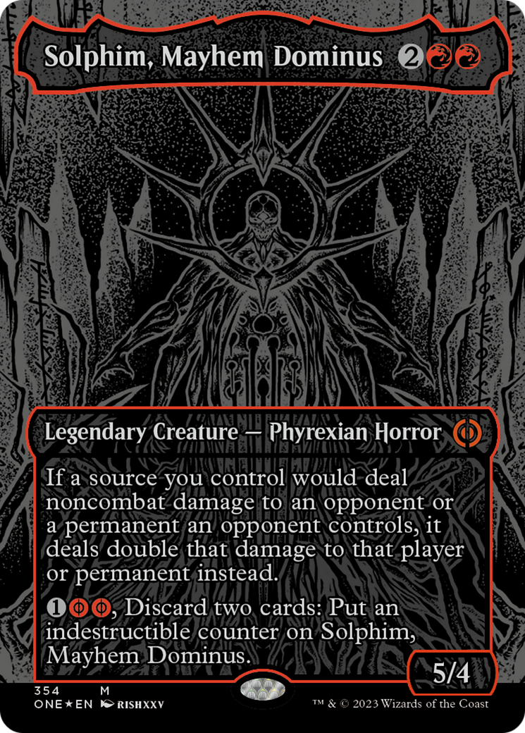 Solphim, Mayhem Dominus (Oil Slick Raised Foil) [Phyrexia: All Will Be One] | Kessel Run Games Inc. 