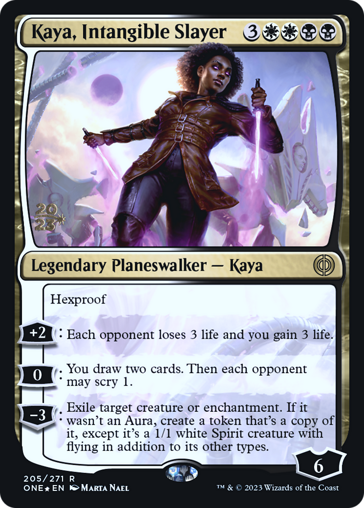 Kaya, Intangible Slayer [Phyrexia: All Will Be One Prerelease Promos] | Kessel Run Games Inc. 