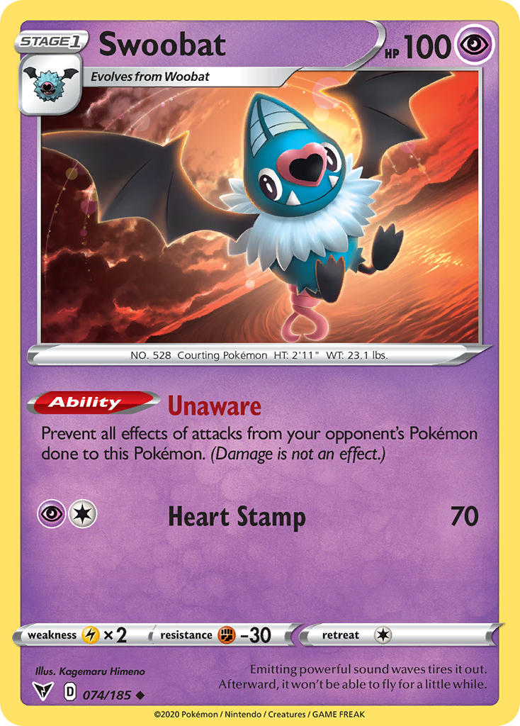 Swoobat (074/185) [Sword & Shield: Vivid Voltage] | Kessel Run Games Inc. 