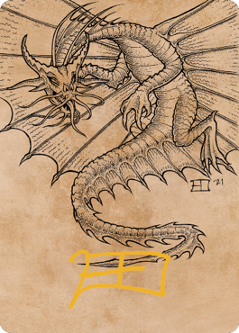 Ancient Gold Dragon Art Card (44) (Gold-Stamped Signature) [Commander Legends: Battle for Baldur's Gate Art Series] | Kessel Run Games Inc. 