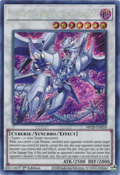 Cyberse Quantum Dragon [MP20-EN018] Prismatic Secret Rare | Kessel Run Games Inc. 