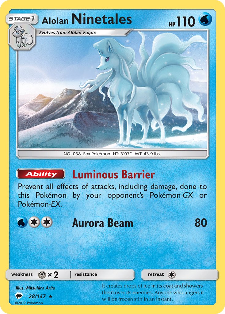 Alolan Ninetales (28/147) (Water Web Holo) (Theme Deck Exclusives) [Sun & Moon: Burning Shadows] | Kessel Run Games Inc. 