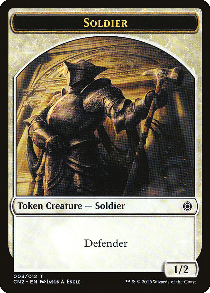 Soldier Token (003/012) [Conspiracy: Take the Crown Tokens] | Kessel Run Games Inc. 