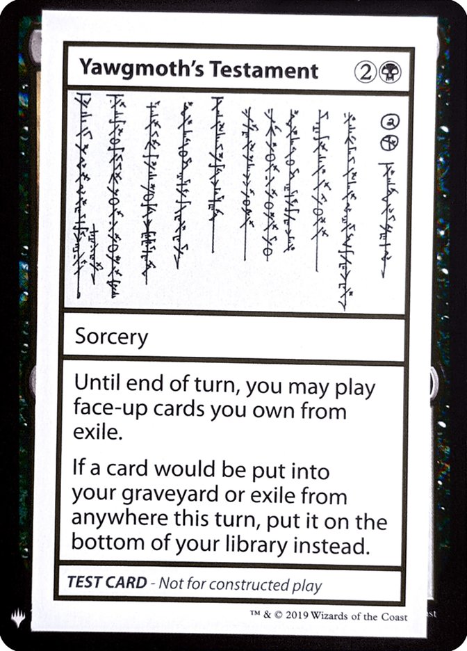 Yawgmoth's Testament [Mystery Booster Playtest Cards] | Kessel Run Games Inc. 