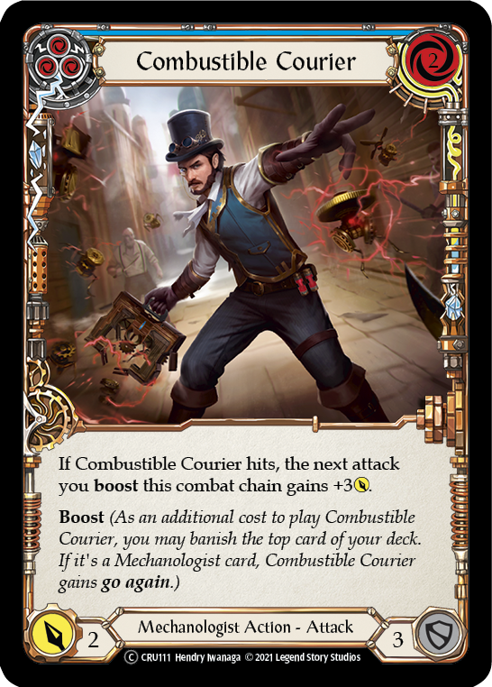 Combustible Courier (Blue) [U-CRU111] (Crucible of War Unlimited)  Unlimited Rainbow Foil | Kessel Run Games Inc. 