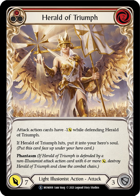 Herald of Triumph (Red) [U-MON008-RF] (Monarch Unlimited)  Unlimited Rainbow Foil | Kessel Run Games Inc. 