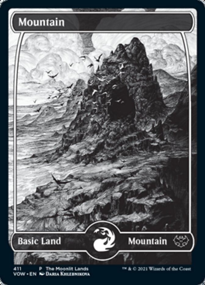 Mountain (The Moonlit Lands) (Foil Etched) [Innistrad: Crimson Vow Promos] | Kessel Run Games Inc. 