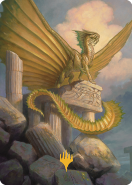 Ancient Gold Dragon Art Card (05) (Gold-Stamped Signature) [Commander Legends: Battle for Baldur's Gate Art Series] | Kessel Run Games Inc. 