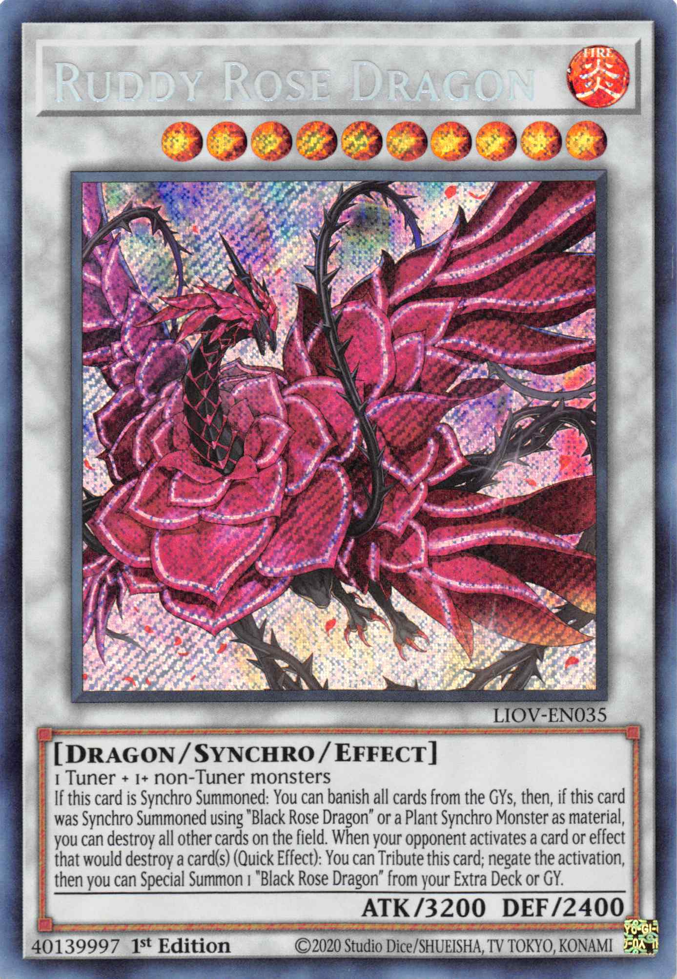 Ruddy Rose Dragon [LIOV-EN035] Secret Rare | Kessel Run Games Inc. 