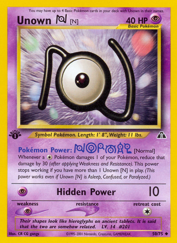 Unown [N] (50/75) [Neo Discovery 1st Edition] | Kessel Run Games Inc. 