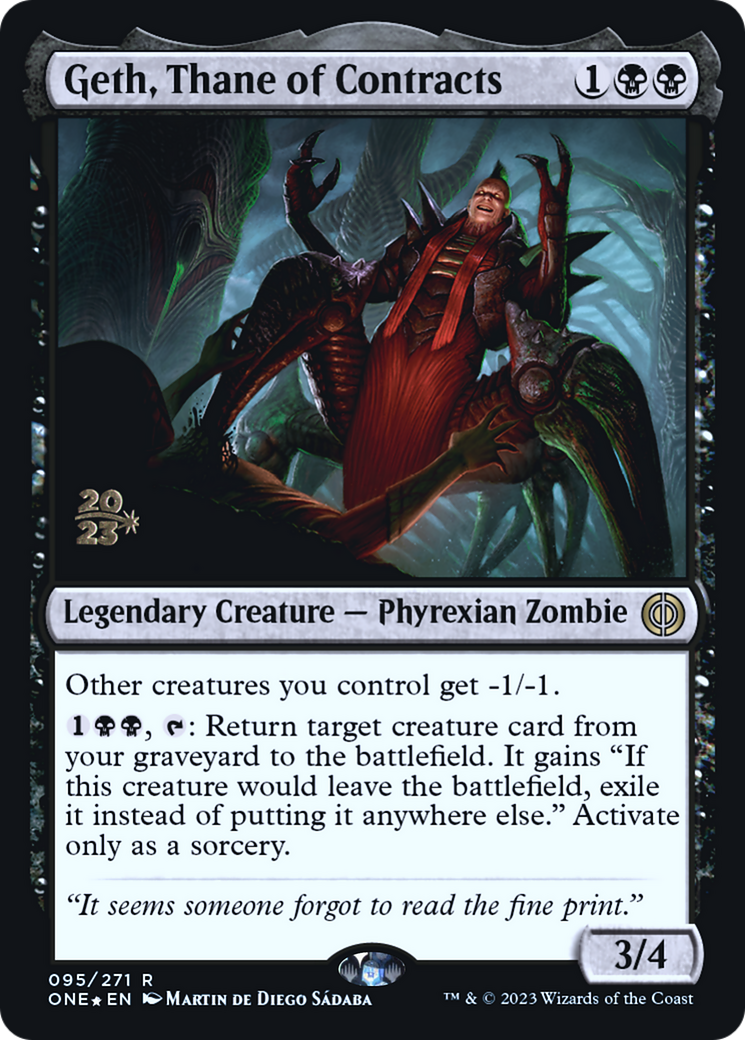 Geth, Thane of Contracts [Phyrexia: All Will Be One Prerelease Promos] | Kessel Run Games Inc. 