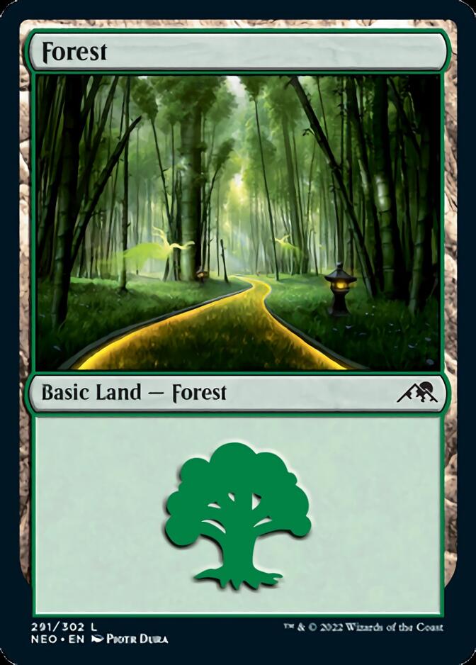 Forest (291) [Kamigawa: Neon Dynasty] | Kessel Run Games Inc. 