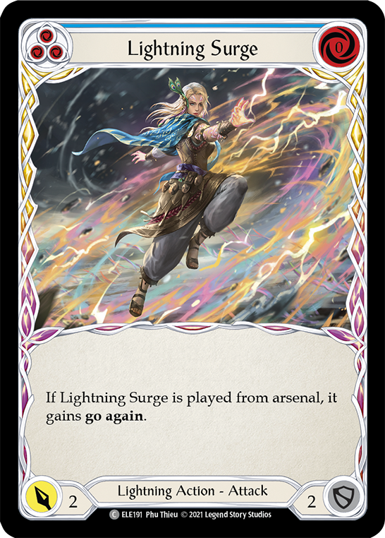 Lightning Surge (Blue) [ELE191] (Tales of Aria)  1st Edition Rainbow Foil | Kessel Run Games Inc. 