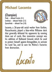 1996 Michael Loconto Biography Card [World Championship Decks] | Kessel Run Games Inc. 