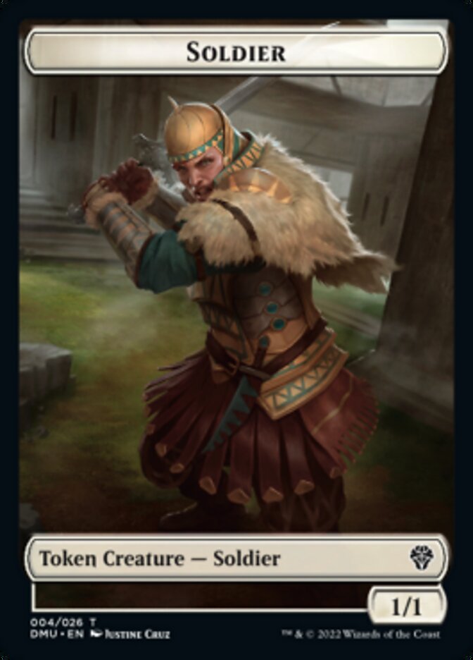 Soldier // Ajani, Sleeper Agent Emblem Double-Sided Token [Dominaria United Tokens] | Kessel Run Games Inc. 