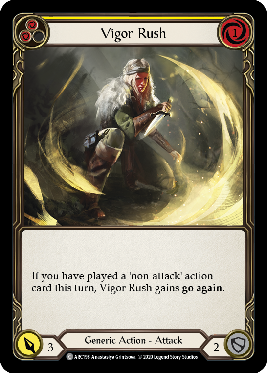 Vigor Rush (Yellow) [U-ARC198] (Arcane Rising Unlimited)  Unlimited Rainbow Foil | Kessel Run Games Inc. 