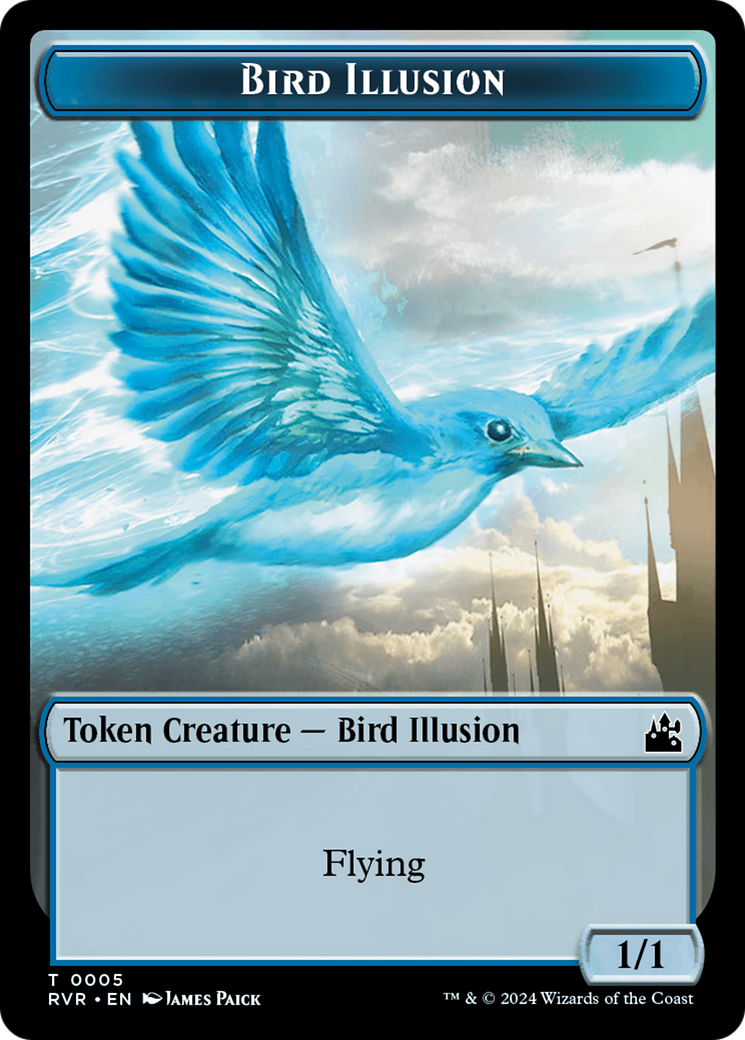 Elf Knight // Bird Illusion Double-Sided Token [Ravnica Remastered Tokens] | Kessel Run Games Inc. 