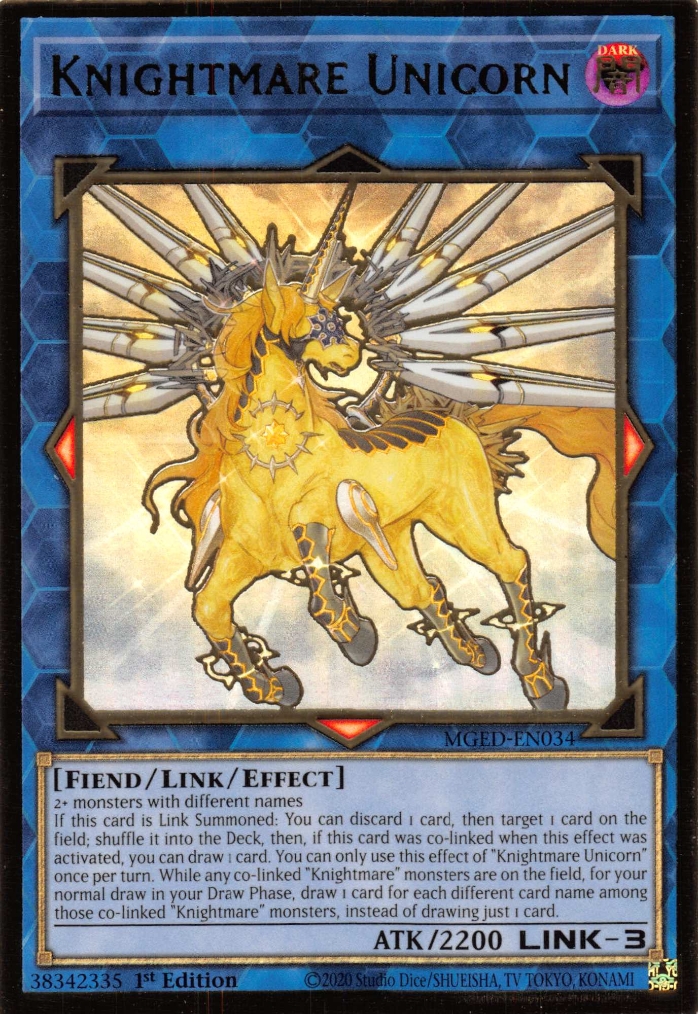 Knightmare Unicorn [MGED-EN034] Gold Rare | Kessel Run Games Inc. 
