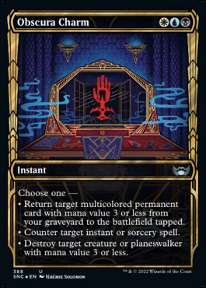 Obscura Charm (Showcase Golden Age Gilded Foil) [Streets of New Capenna] | Kessel Run Games Inc. 