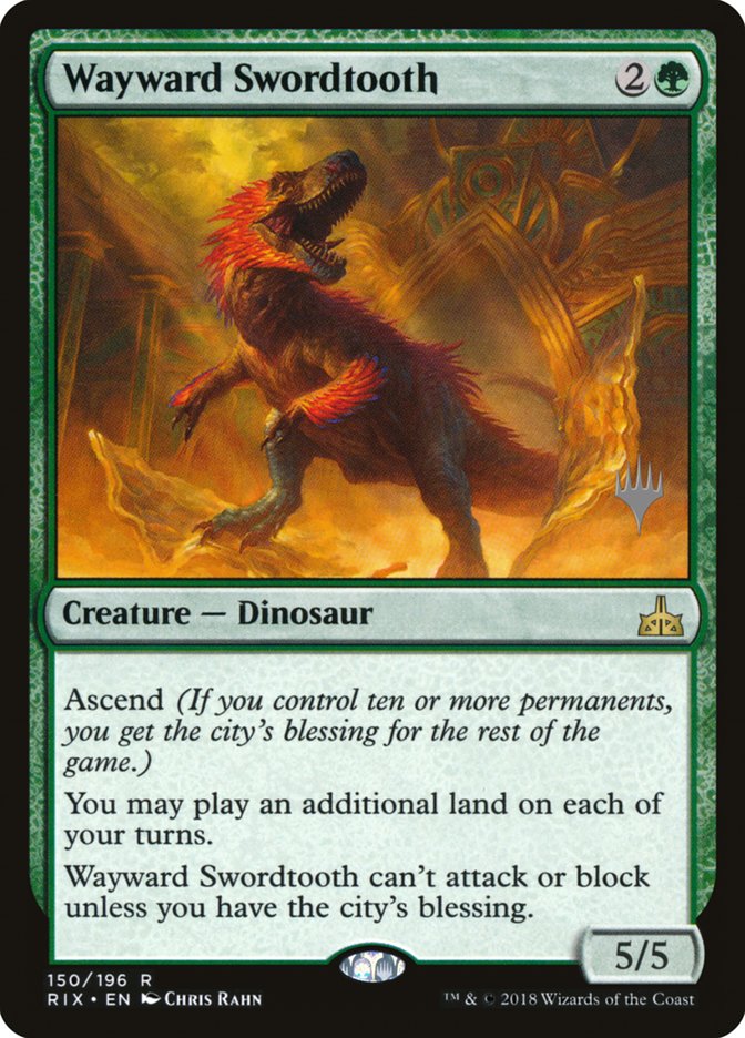 Wayward Swordtooth (Promo Pack) [Rivals of Ixalan Promos] | Kessel Run Games Inc. 