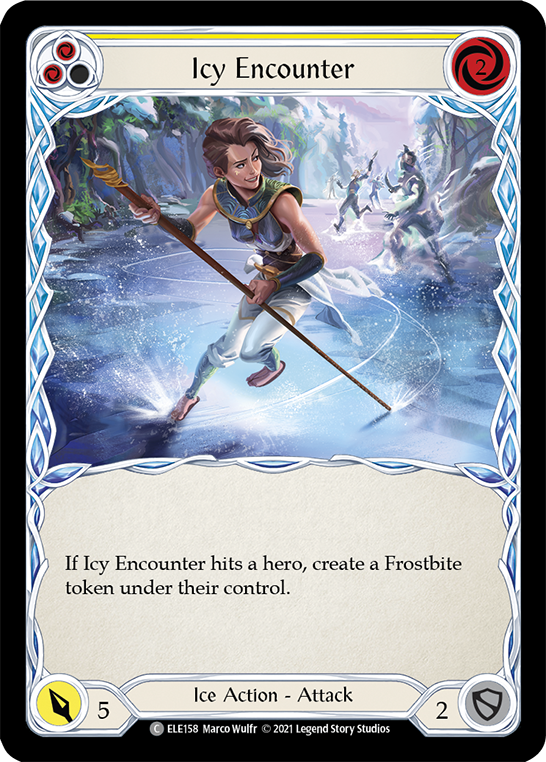 Icy Encounter (Yellow) [ELE158] (Tales of Aria)  1st Edition Rainbow Foil | Kessel Run Games Inc. 