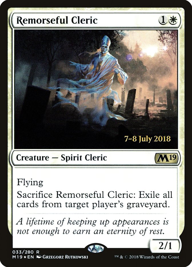 Remorseful Cleric [Core Set 2019 Prerelease Promos] | Kessel Run Games Inc. 