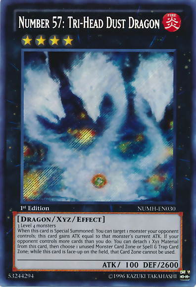 Number 57: Tri-Head Dust Dragon [NUMH-EN030] Secret Rare | Kessel Run Games Inc. 