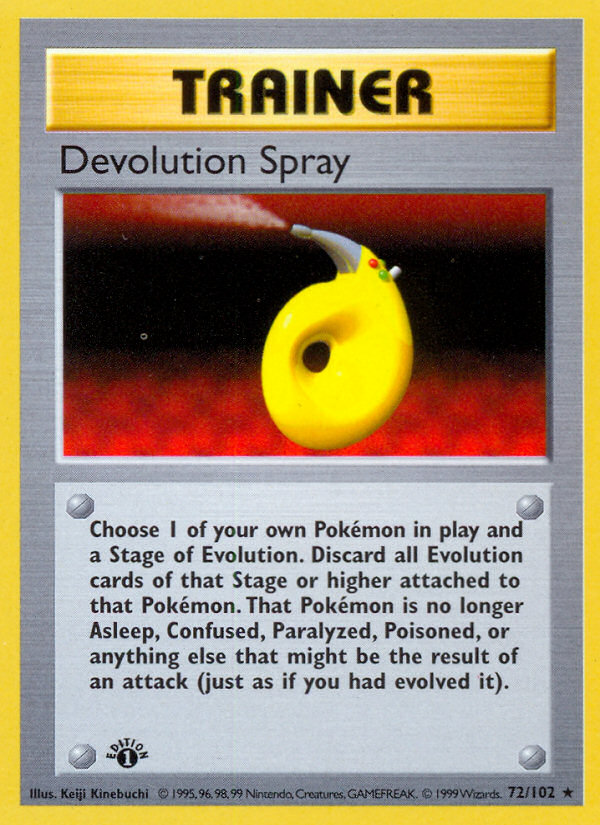 Devolution Spray (72/102) (Shadowless) [Base Set 1st Edition] | Kessel Run Games Inc. 