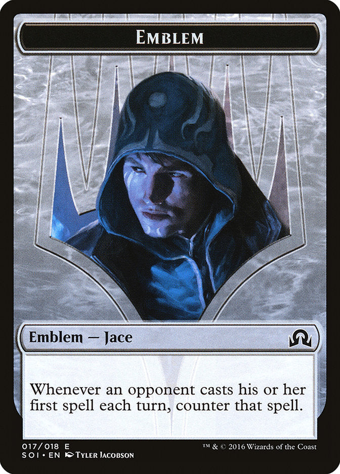 Jace, Unraveler of Secrets Emblem [Shadows over Innistrad Tokens] | Kessel Run Games Inc. 