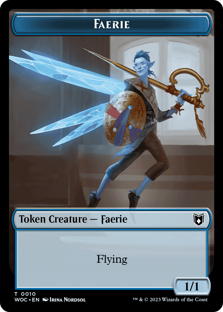 Faerie // Saproling Double-Sided Token [Wilds of Eldraine Commander Tokens] | Kessel Run Games Inc. 