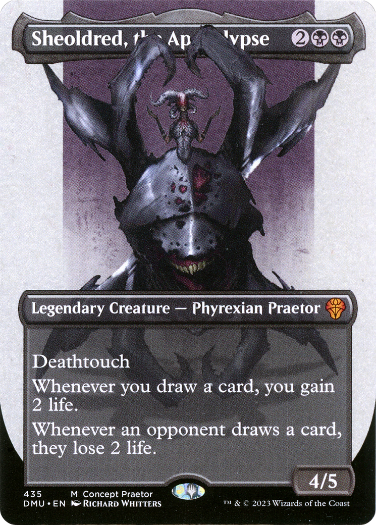 Sheoldred, the Apocalypse (Borderless Concept Praetors) [Phyrexia: All Will Be One] | Kessel Run Games Inc. 