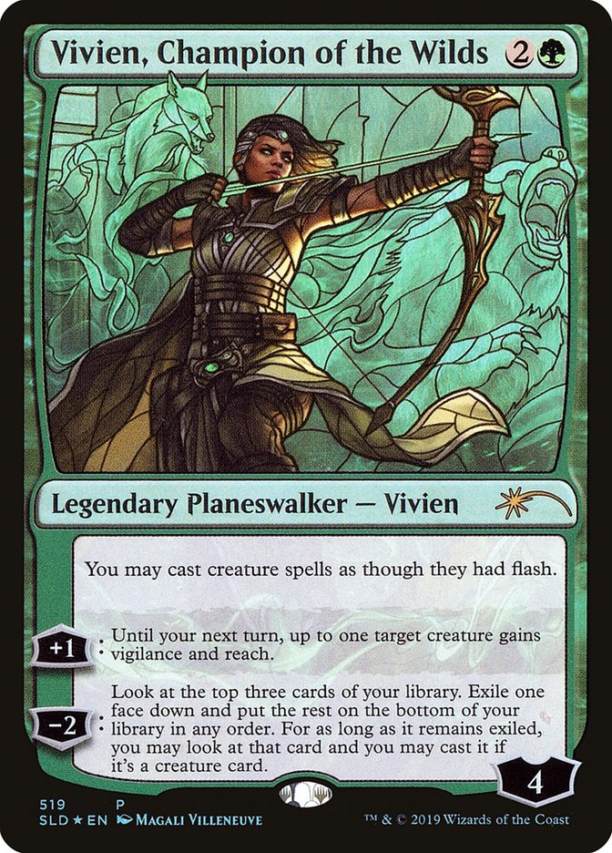 Vivien, Champion of the Wilds (Stained Glass) [Secret Lair Drop Promos] | Kessel Run Games Inc. 