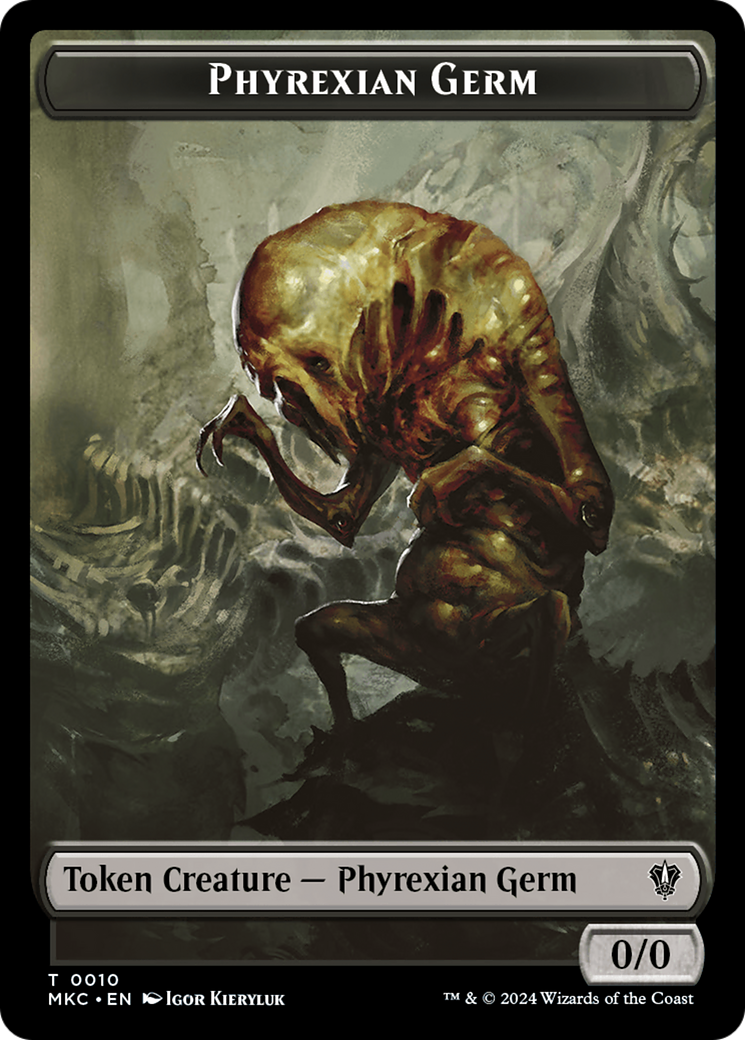 Spirit // Phyrexian Germ Double-Sided Token [Murders at Karlov Manor Commander Tokens] | Kessel Run Games Inc. 