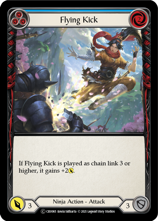 Flying Kick (Blue) [U-CRU065] (Crucible of War Unlimited)  Unlimited Rainbow Foil | Kessel Run Games Inc. 