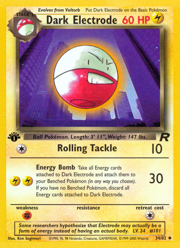 Dark Electrode (34/82) [Team Rocket 1st Edition] | Kessel Run Games Inc. 