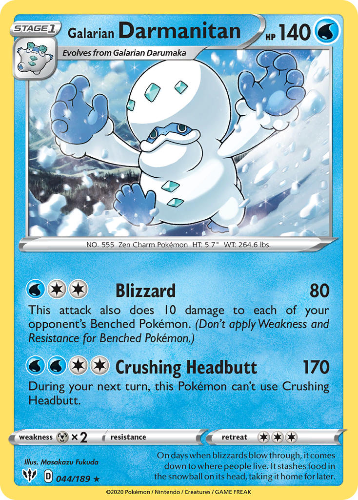 Galarian Darmanitan (044/189) (Cracked Ice Holo) (Theme Deck Exclusive) [Sword & Shield: Darkness Ablaze] | Kessel Run Games Inc. 