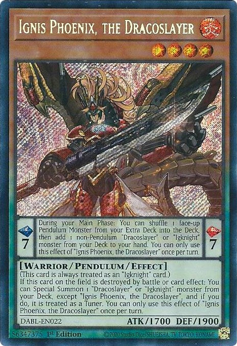 Ignis Phoenix, the Dracoslayer [DABL-EN022] Secret Rare | Kessel Run Games Inc. 