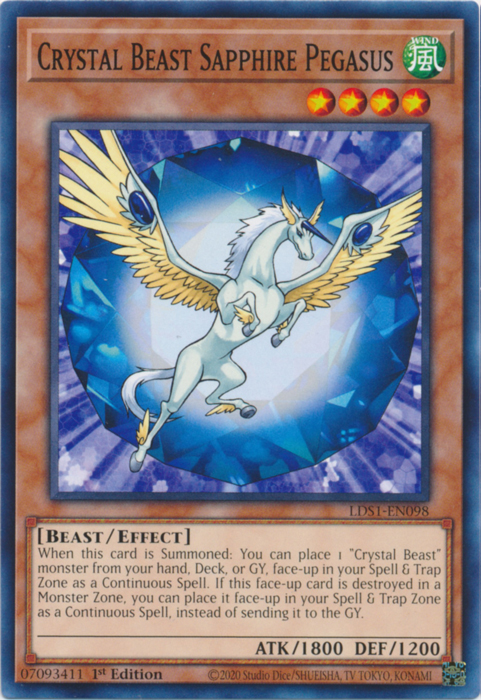 Crystal Beast Sapphire Pegasus [LDS1-EN098] Common | Kessel Run Games Inc. 