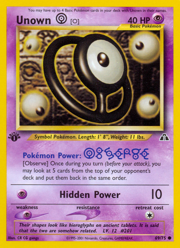 Unown [O] (69/75) [Neo Discovery 1st Edition] | Kessel Run Games Inc. 