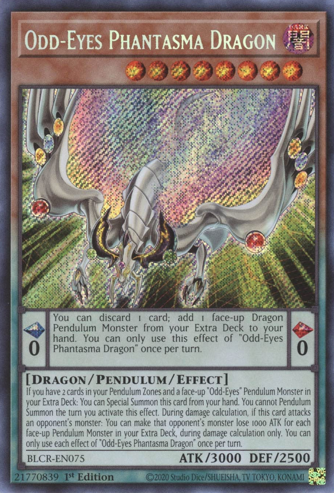 Odd-Eyes Phantasma Dragon [BLCR-EN075] Secret Rare | Kessel Run Games Inc. 