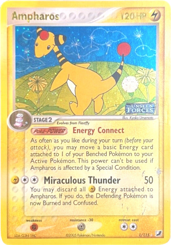 Ampharos (1/115) (Stamped) [EX: Unseen Forces] | Kessel Run Games Inc. 