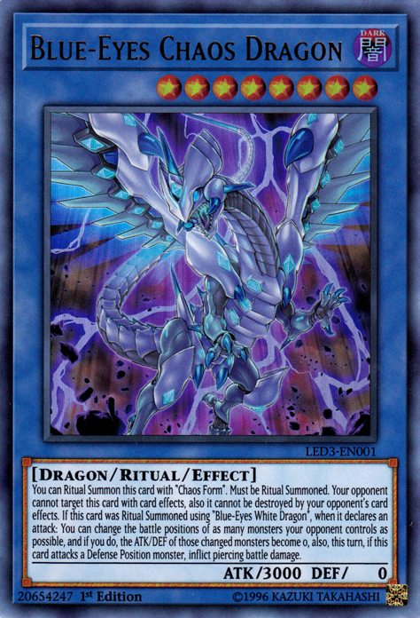 Blue-Eyes Chaos Dragon [LED3-EN001] Ultra Rare | Kessel Run Games Inc. 